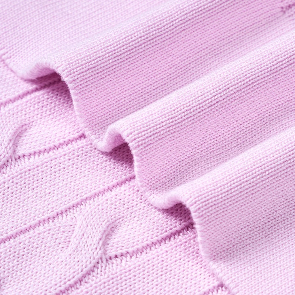 Cable Knit Baby Blanket in Lilac