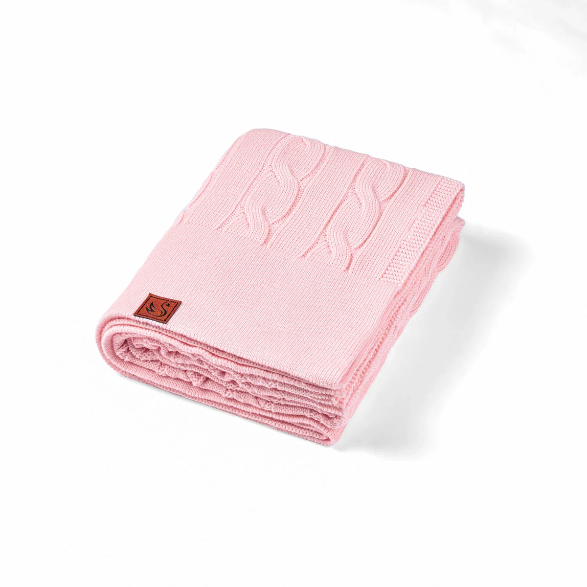 Cable Knit Baby Blanket in Pink