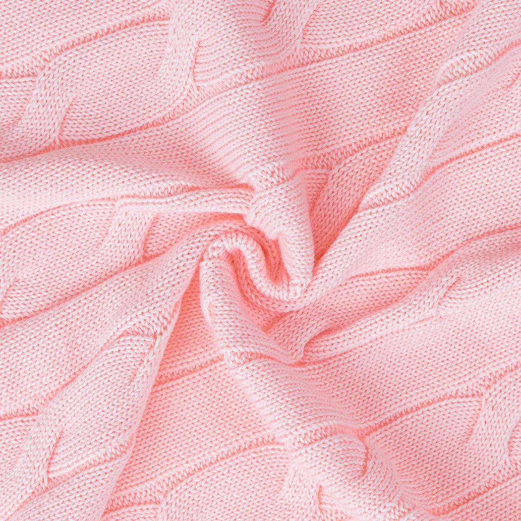 Cable Knit Baby Blanket in Pink