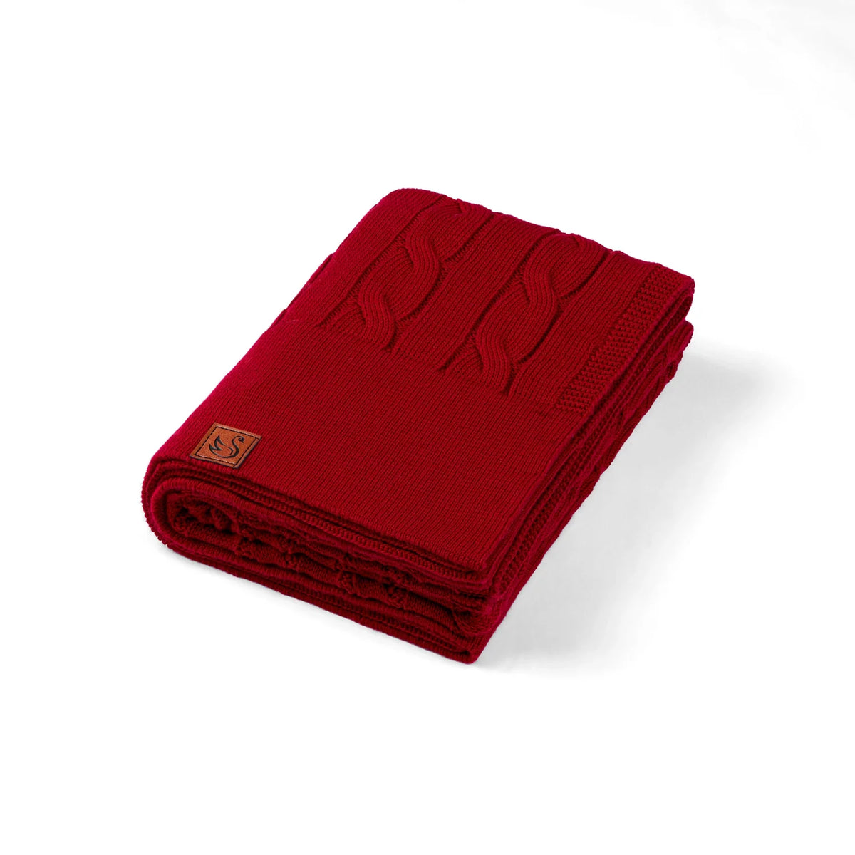 Cable Knit Baby Blanket in Red Xmas