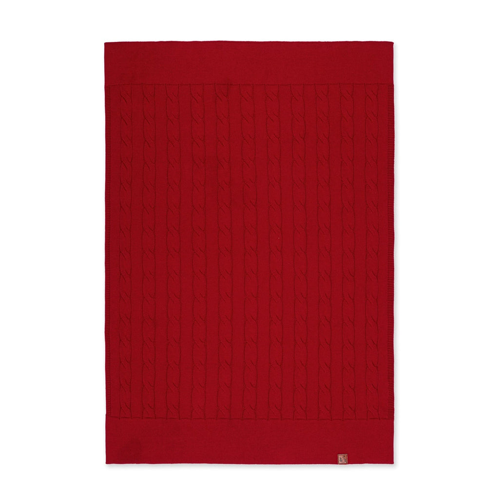 Cable Knit Baby Blanket in Red Xmas