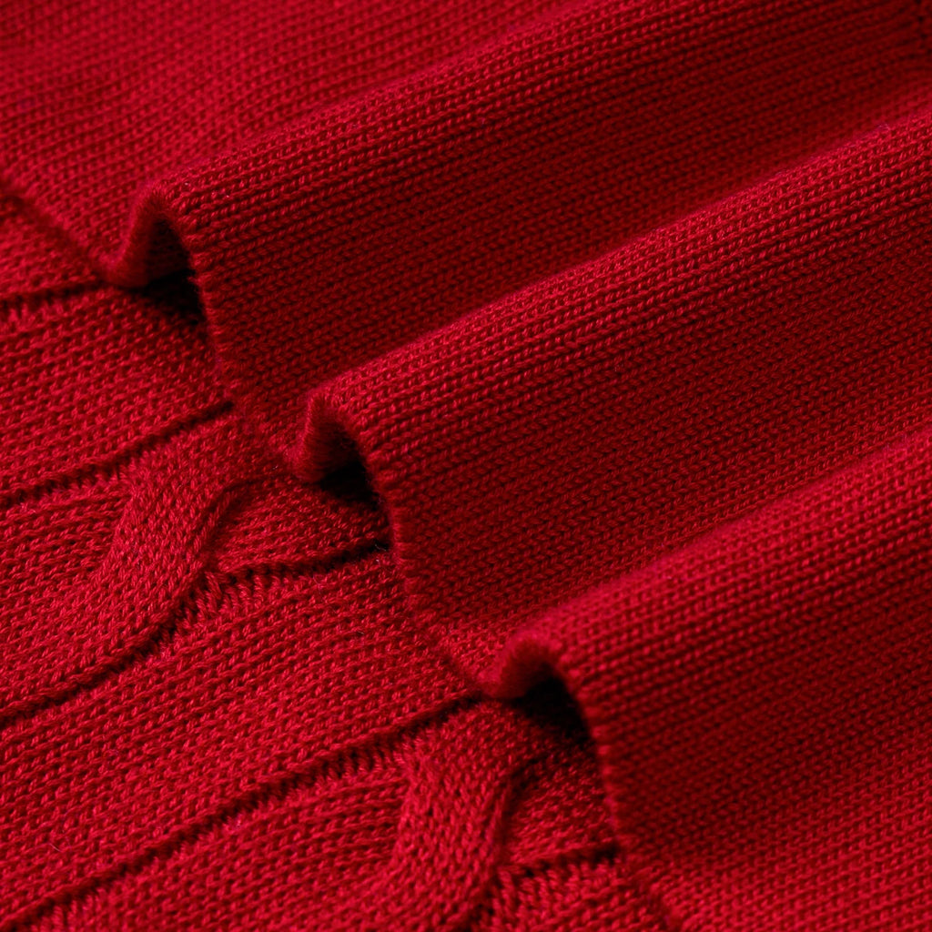 Cable Knit Baby Blanket in Red Xmas