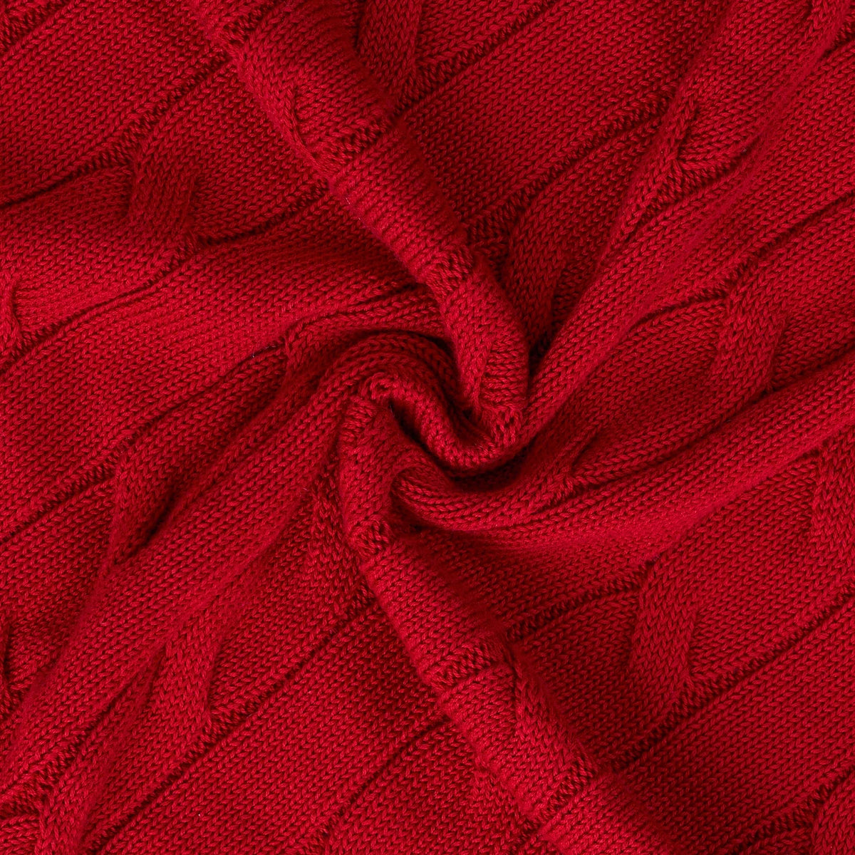 Cable Knit Baby Blanket in Red Xmas