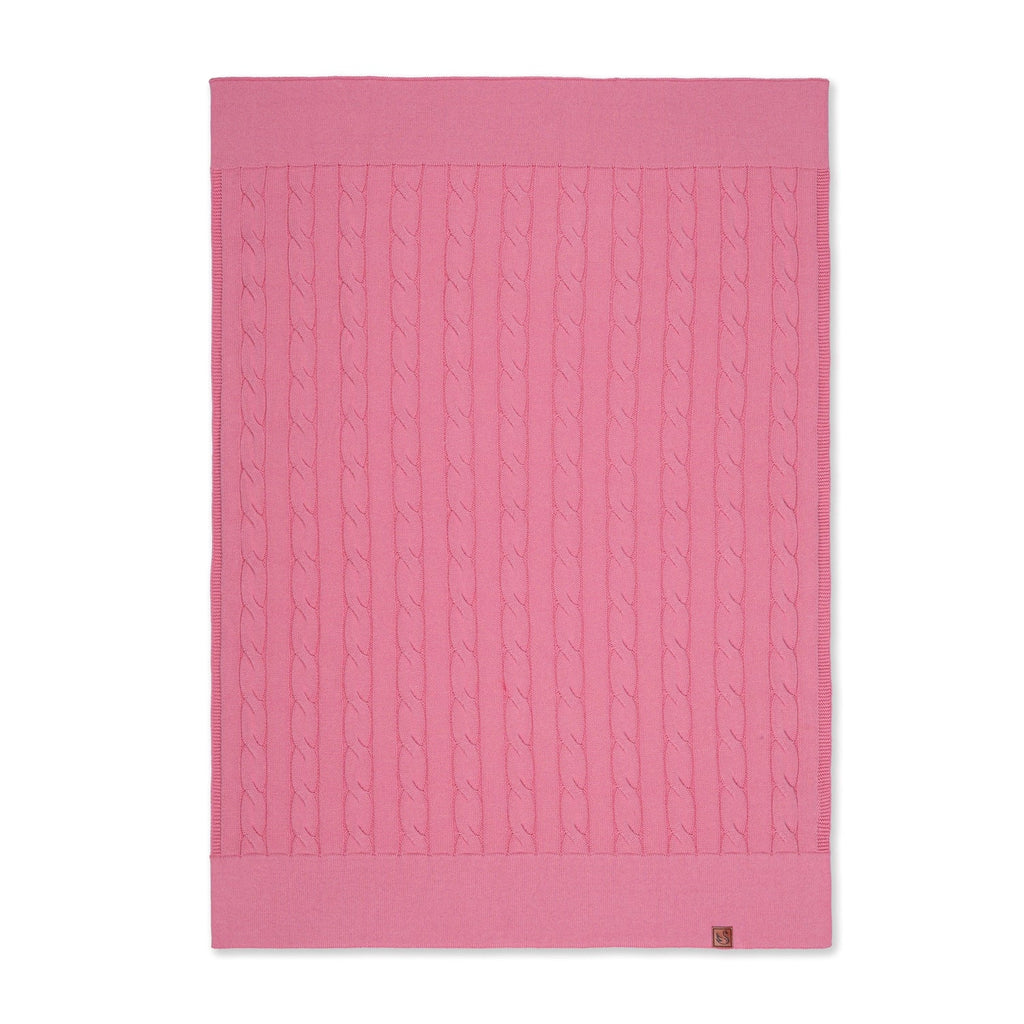 Cable Knit Baby Blanket in Rose Pink