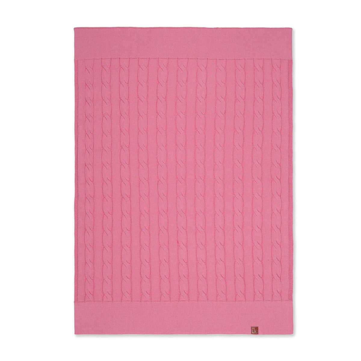 Cable Knit Baby Blanket in Rose Pink