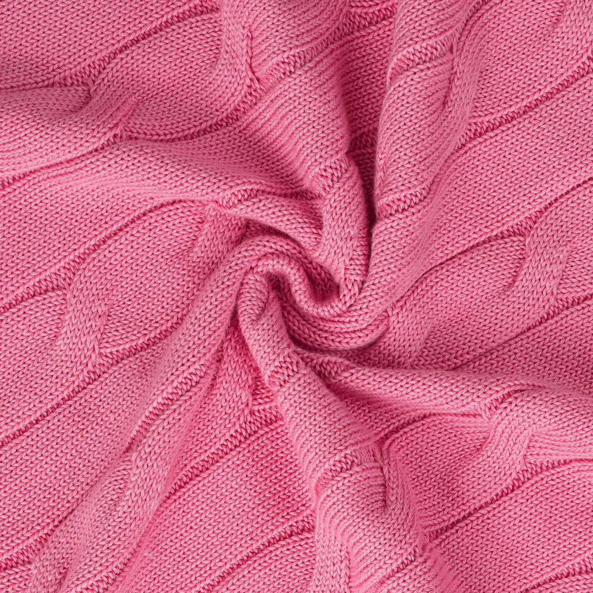 Cable Knit Baby Blanket in Rose Pink