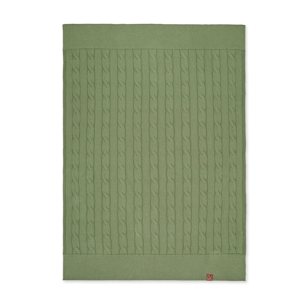Cable Knit Baby Blanket in Sage Green