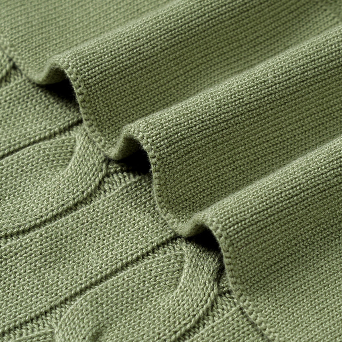 Cable Knit Baby Blanket in Sage Green