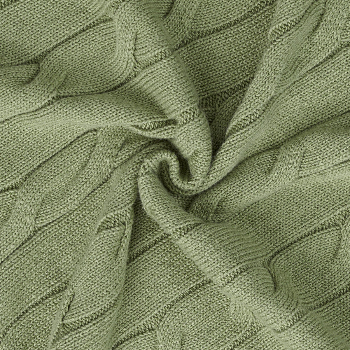 Cable Knit Baby Blanket in Sage Green