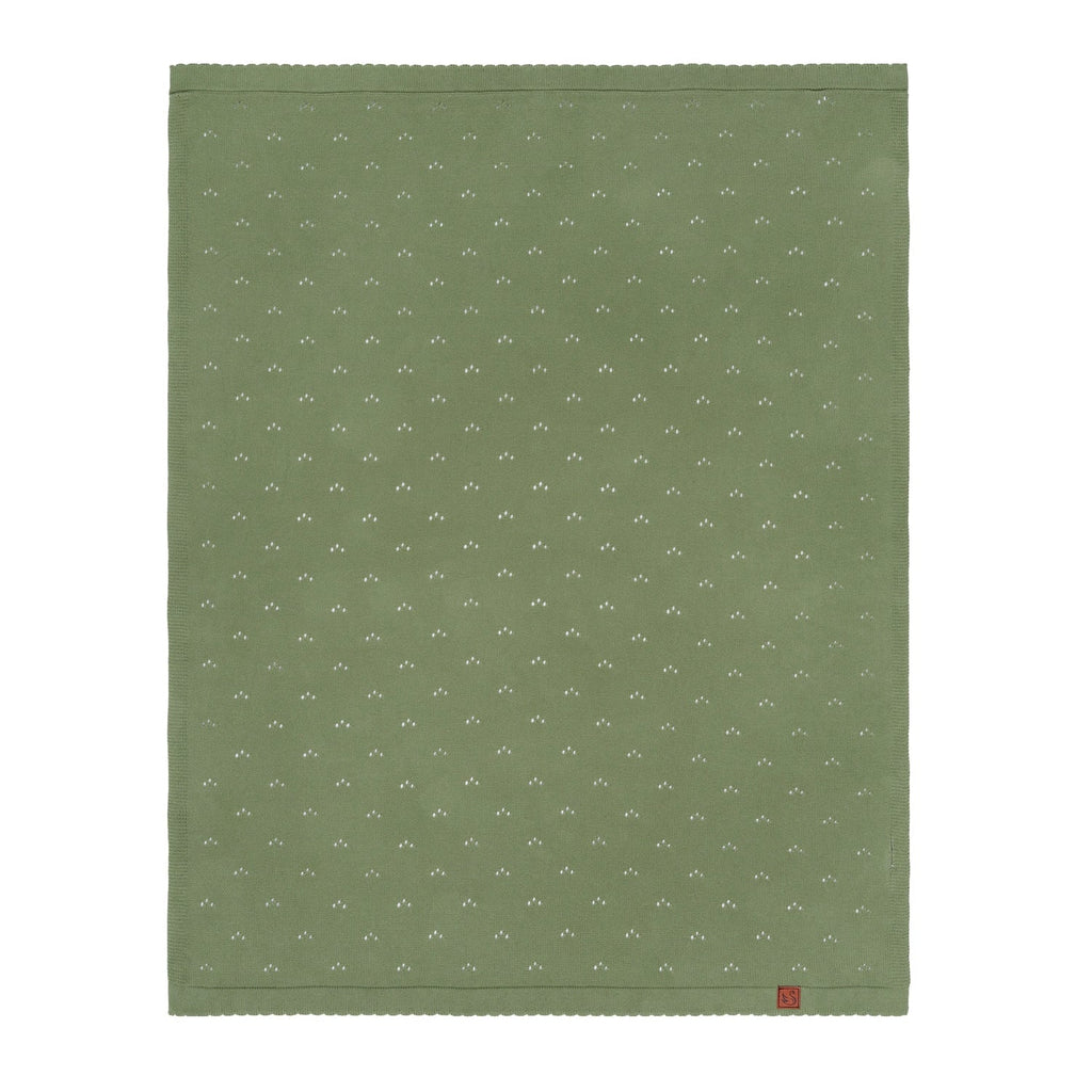 Pointelle Baby Knit Blanket in Sage Green