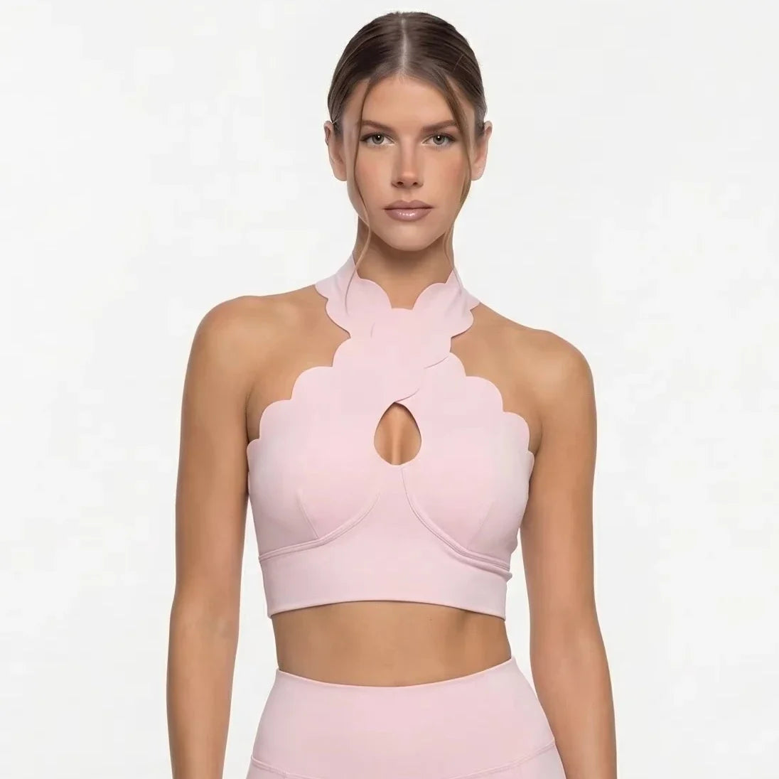 FUBEIKE Lace Cross Yoga Sports Bra Top