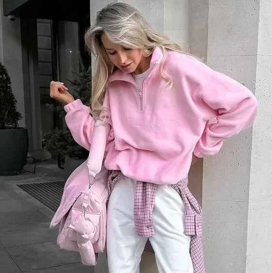CozyPink Lamb Fleece Women's Zipper Hoodie