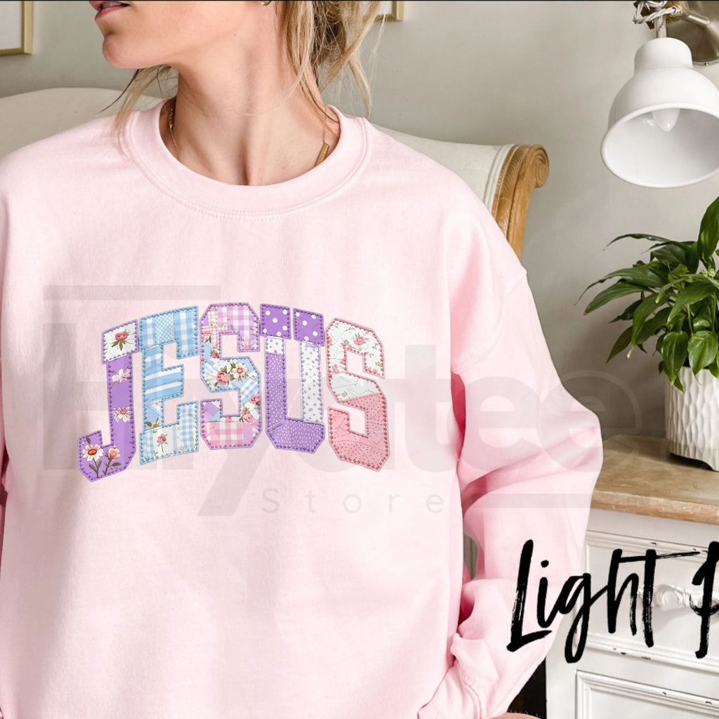 Saturday Patterned Jesus Sweatshirt, Vintage Retro Christian Faith Graphic Pullover