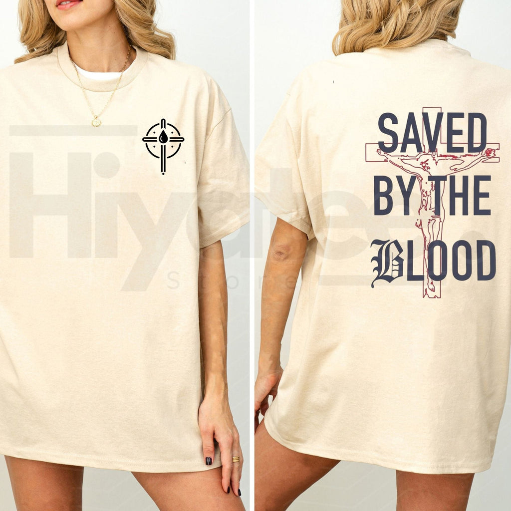 Saved By The Blood Graphic T-Shirt – Men's Breathable Christian Faith Tee