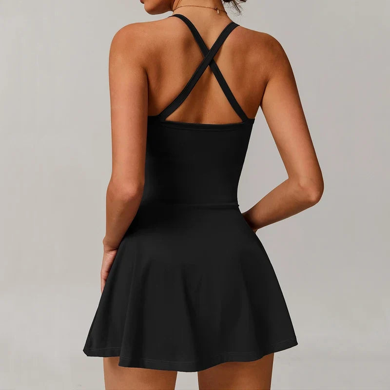 EcoSport Femme: V-Neck Tennis Dress w/ Bra & Shorts