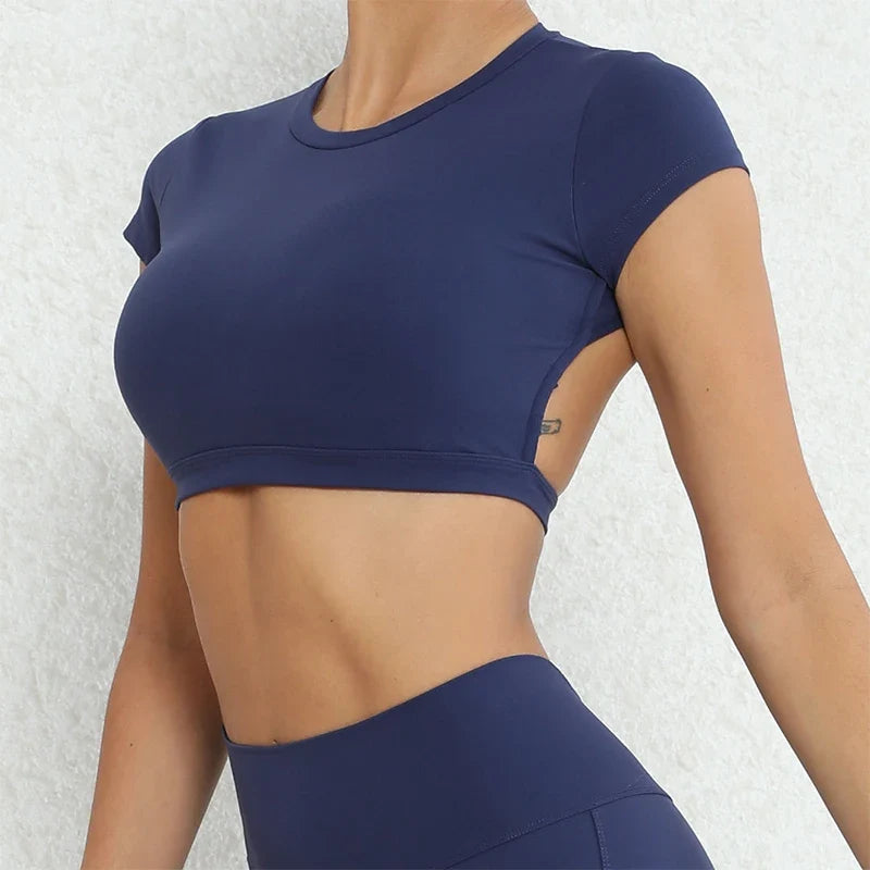 FlexiFit Women's Backless Crop Gym Top