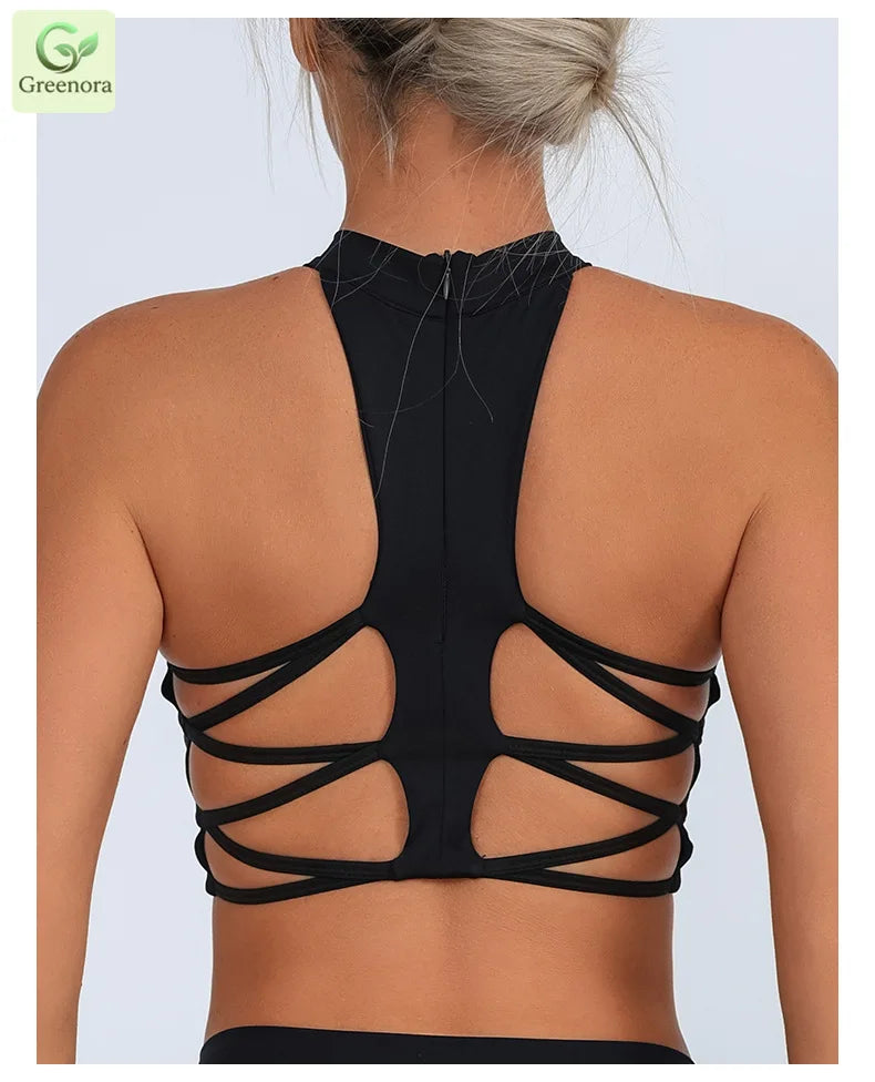 White High Neck Mesh Sports Bra Crop Top