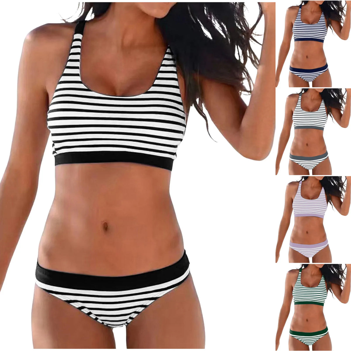 Vintage Stripes Low Waist Bikini Set