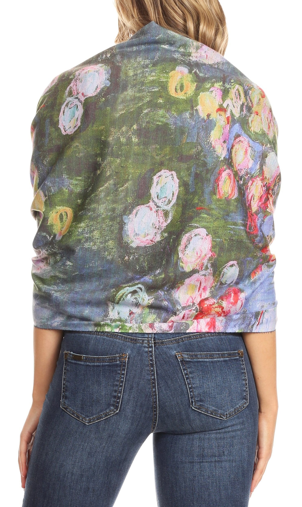 Sakkas Oria Lightweight Printed Shawl Scarf Wrap with Fringe, 71x27 in