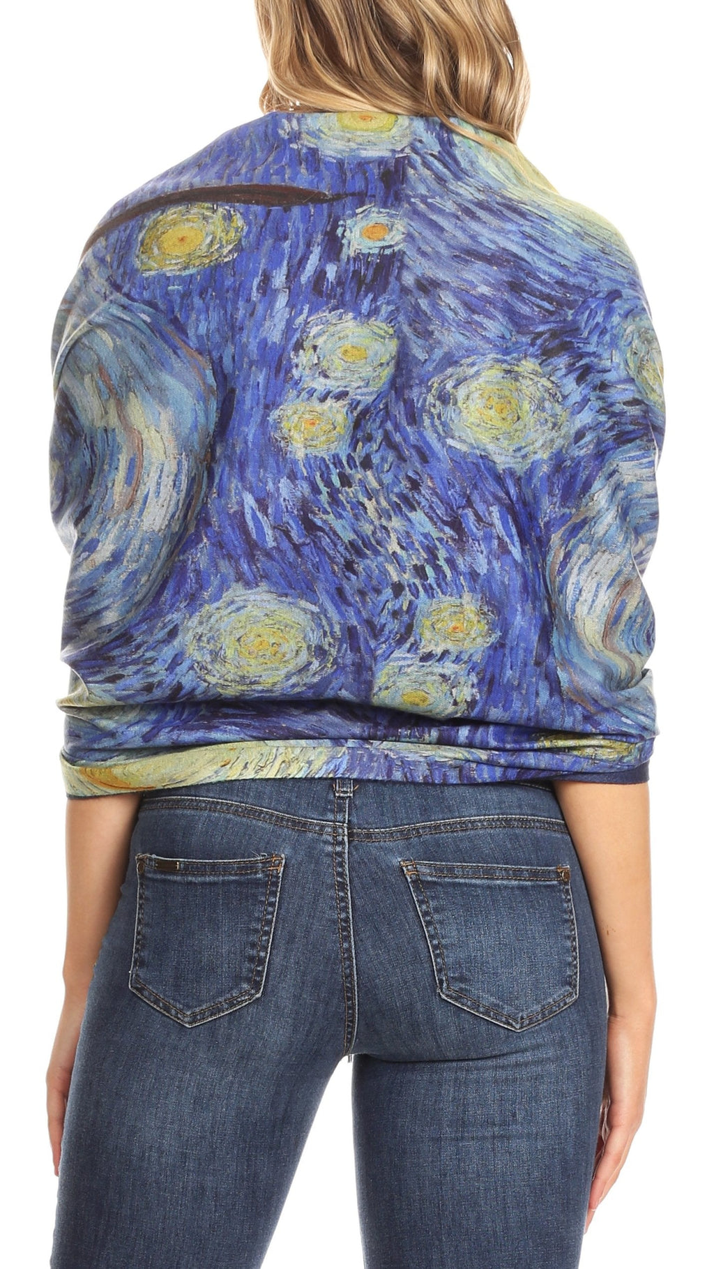 Sakkas Oria Lightweight Printed Shawl Scarf Wrap with Fringe, 71x27 in