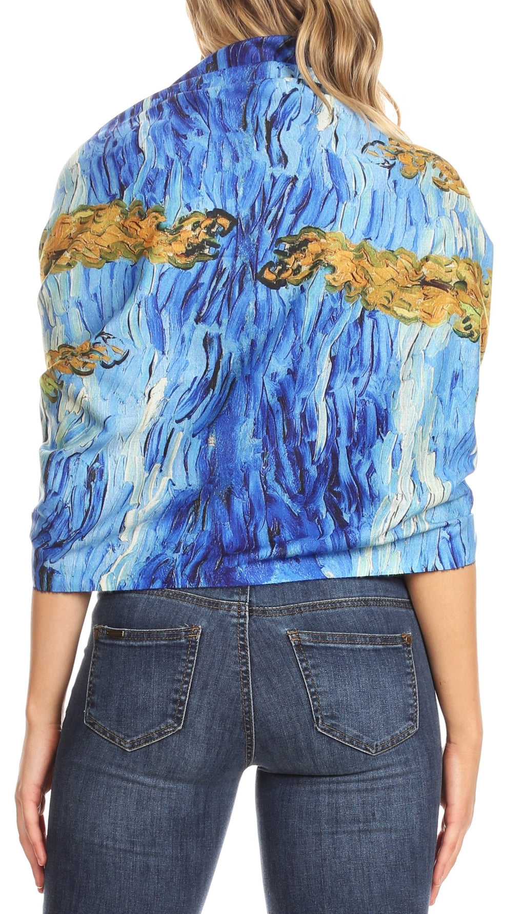 Sakkas Oria Lightweight Printed Shawl Scarf Wrap with Fringe, 71x27 in