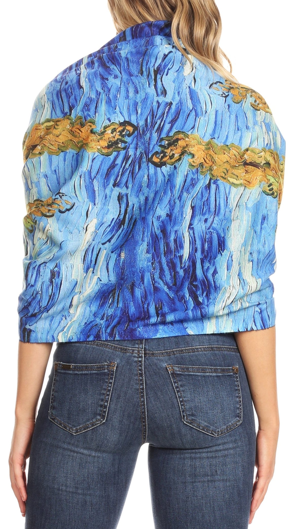 Sakkas Oria Lightweight Printed Shawl Scarf Wrap with Fringe, 71x27 in