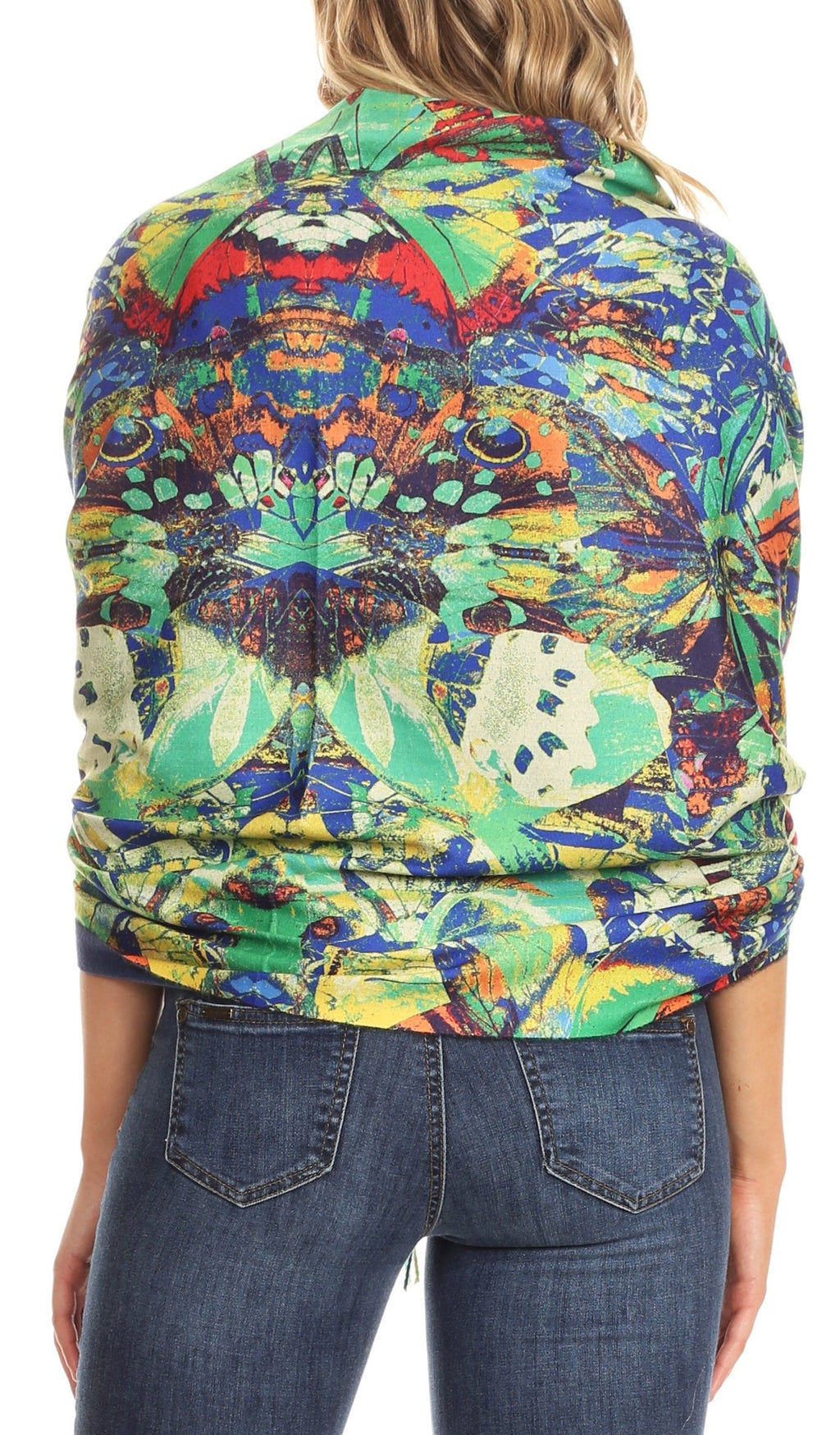 Sakkas Oria Lightweight Printed Shawl Scarf Wrap with Fringe, 71x27 in