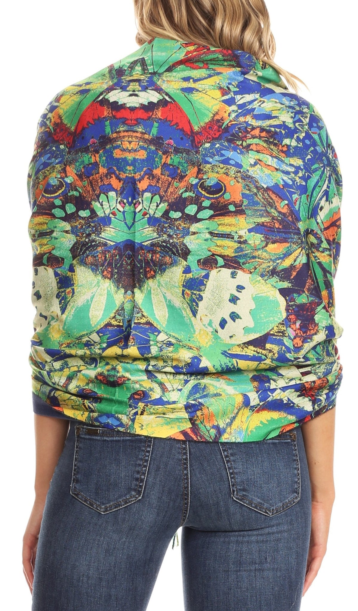 Sakkas Oria Lightweight Printed Shawl Scarf Wrap with Fringe, 71x27 in