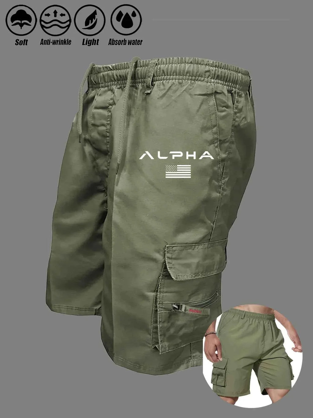 American Flag Eagle Cargo Shorts - Multi-Pocket