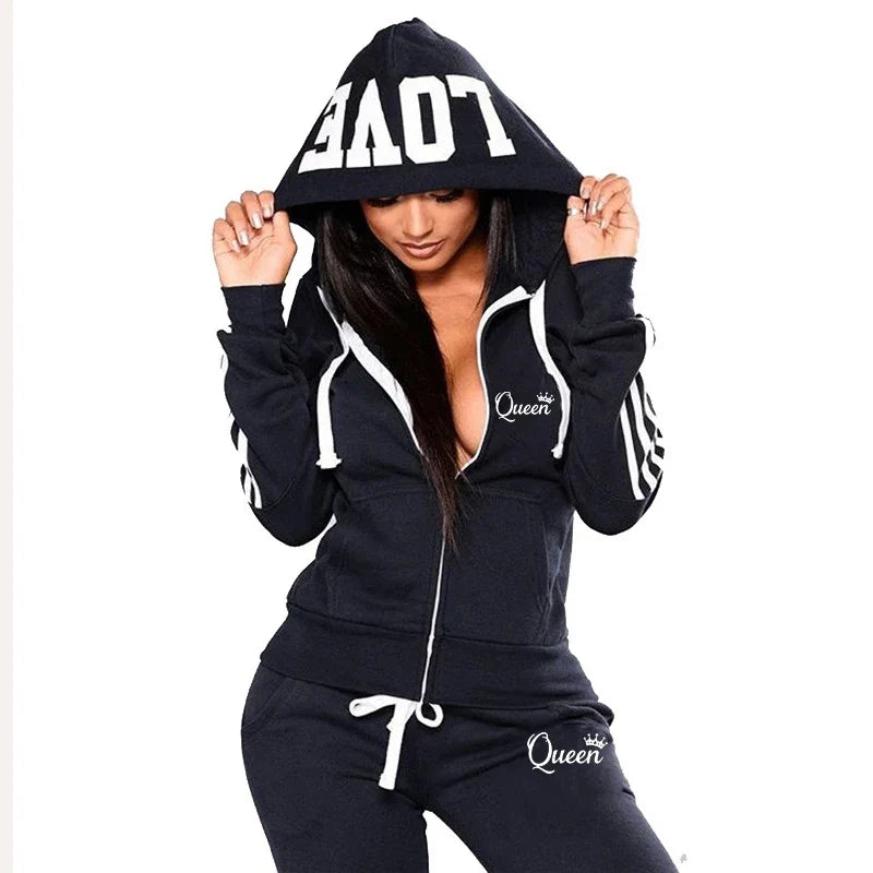 ChicStride: Women's Striped Hoodie & Jogger Set