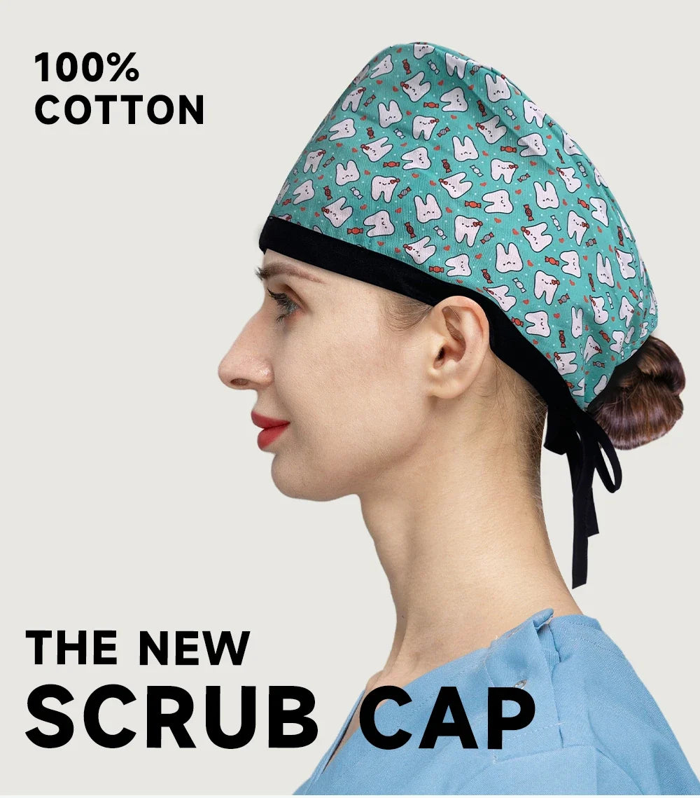 Cartoon Print Medical Scrub Cap