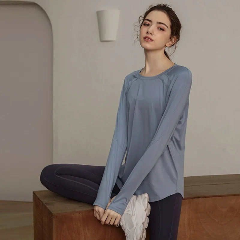 Long Sleeve Yogawear Blouse Workout Gym Clothing