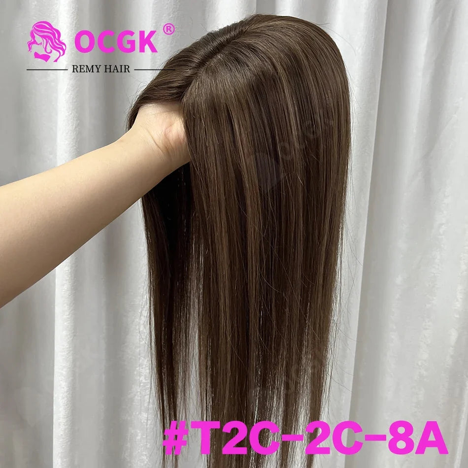 17 Straight Human Hair Topper, 10x12cm Base