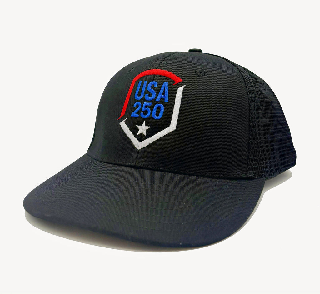 USA 250 Shield Baseball Cap - Trucker Style - Made in the USA