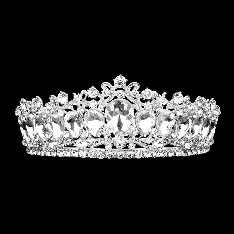 Teardrop Stone Accented Crown Tiara