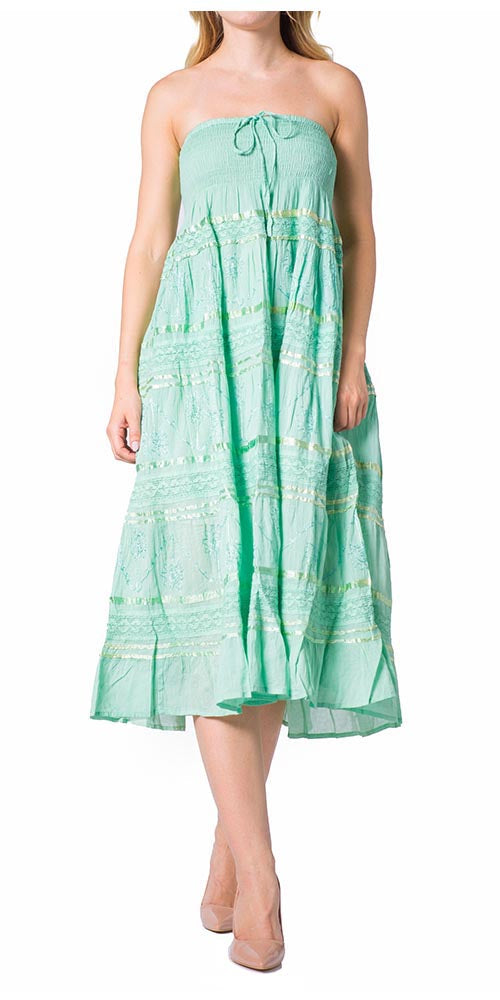 Sakkas Lace and Ribbon Peasant Boho Skirt