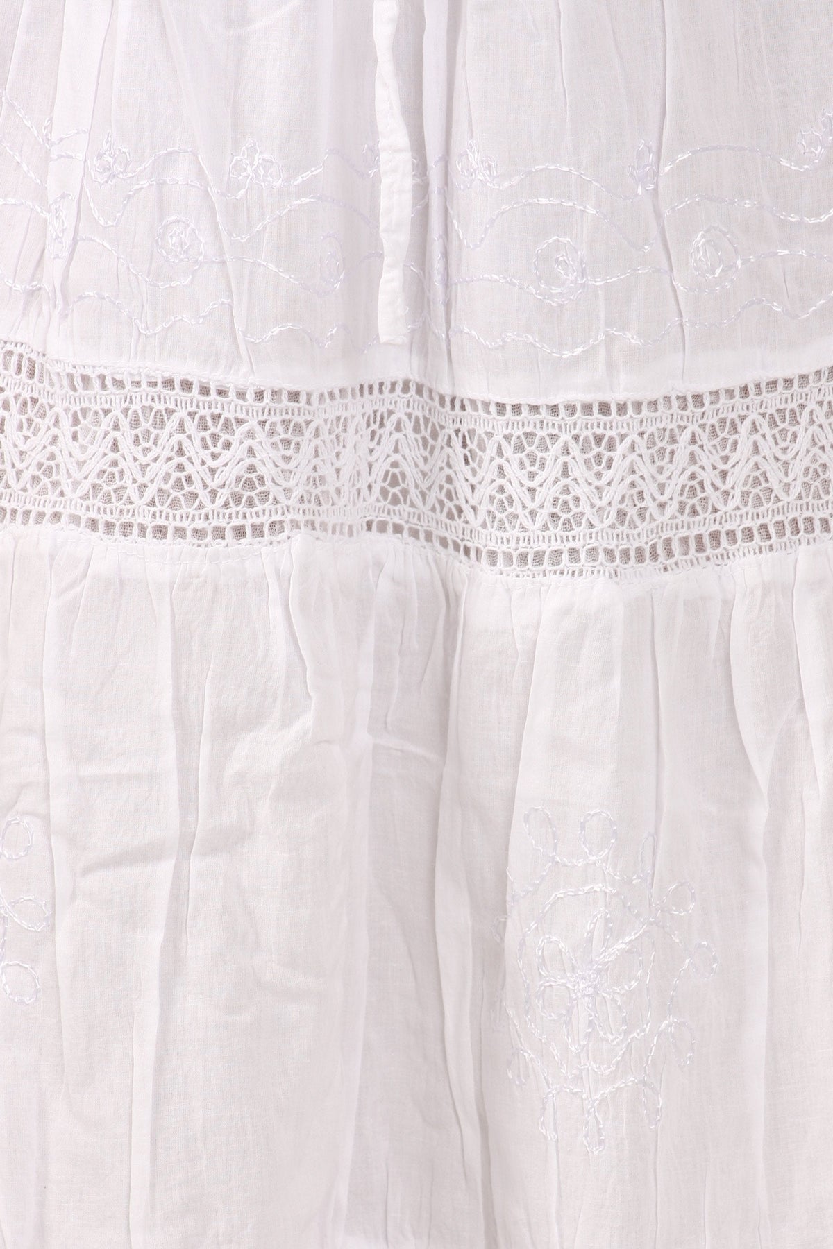 Sakkas Solid Embroidered Gypsy Bohemian Mid Length Cotton Skirt