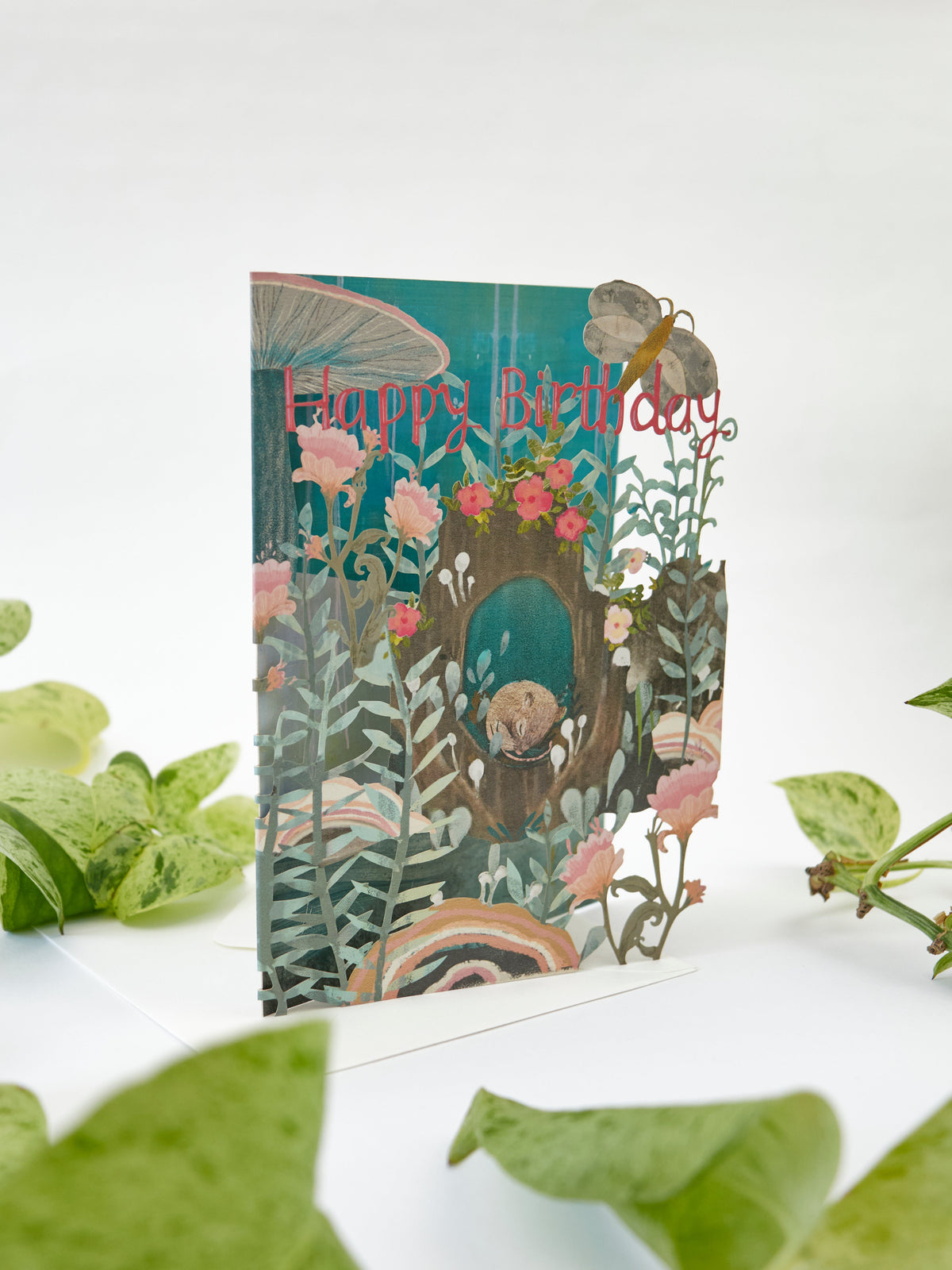 Sleeping Dormouse Lasercut Birthday Card