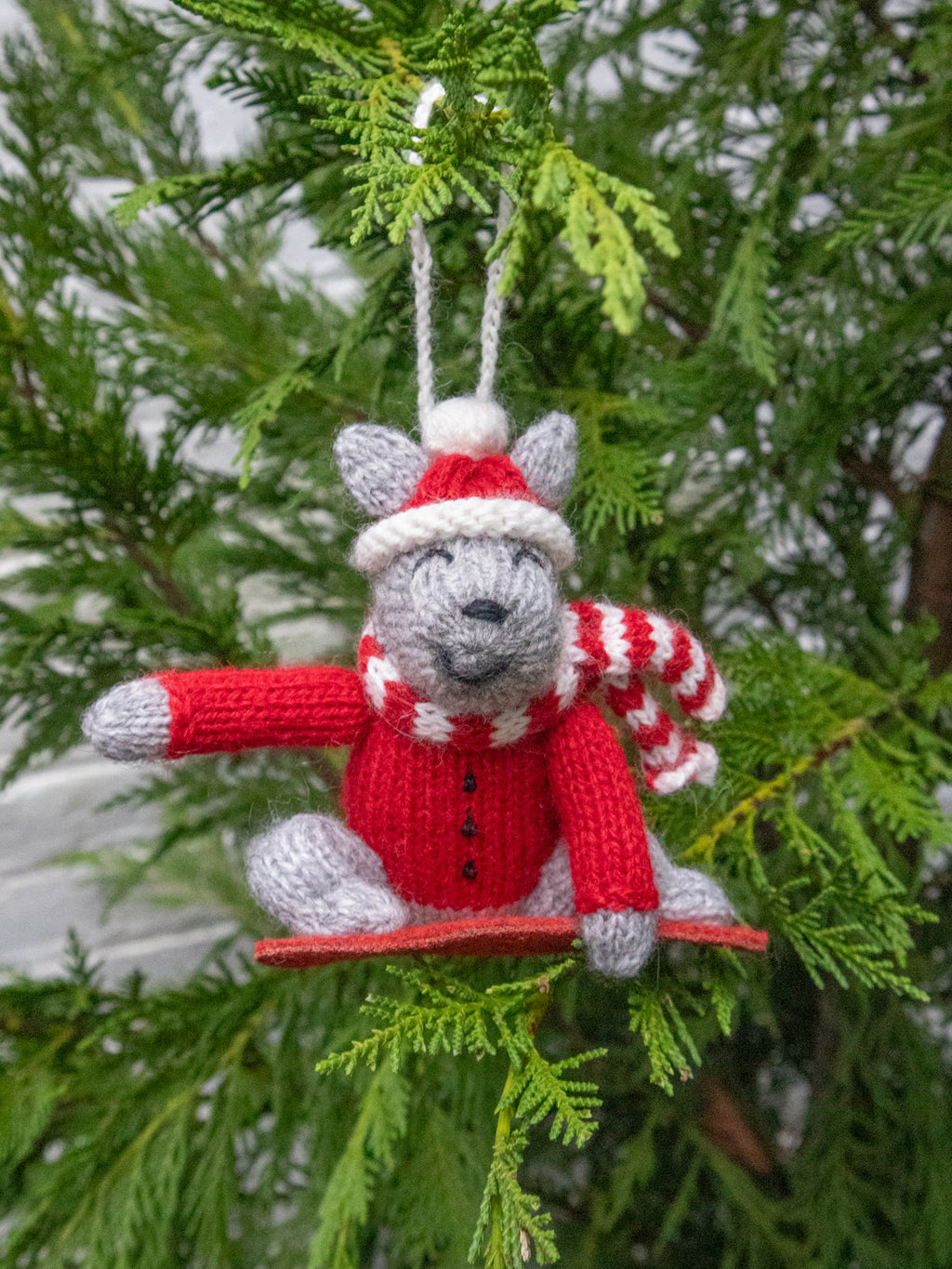 Softie Snowboarding Dog Ornament