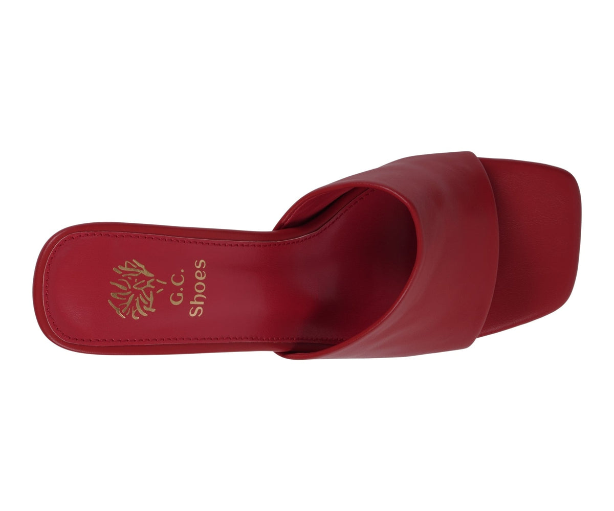 Women's Soho Red Square Toe Heeled Sandals