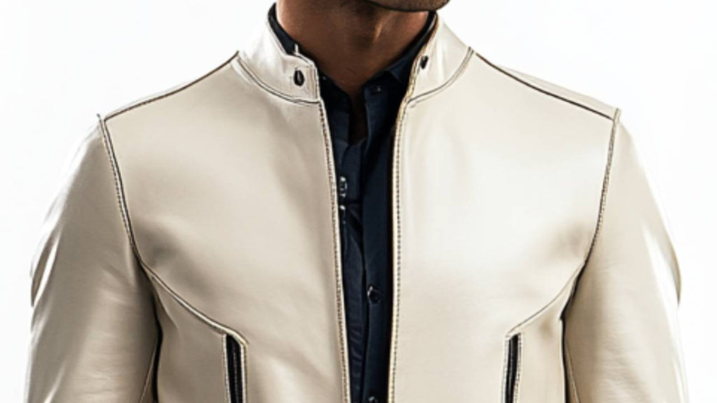 Men's Sonny White Leather Biker Jacket
