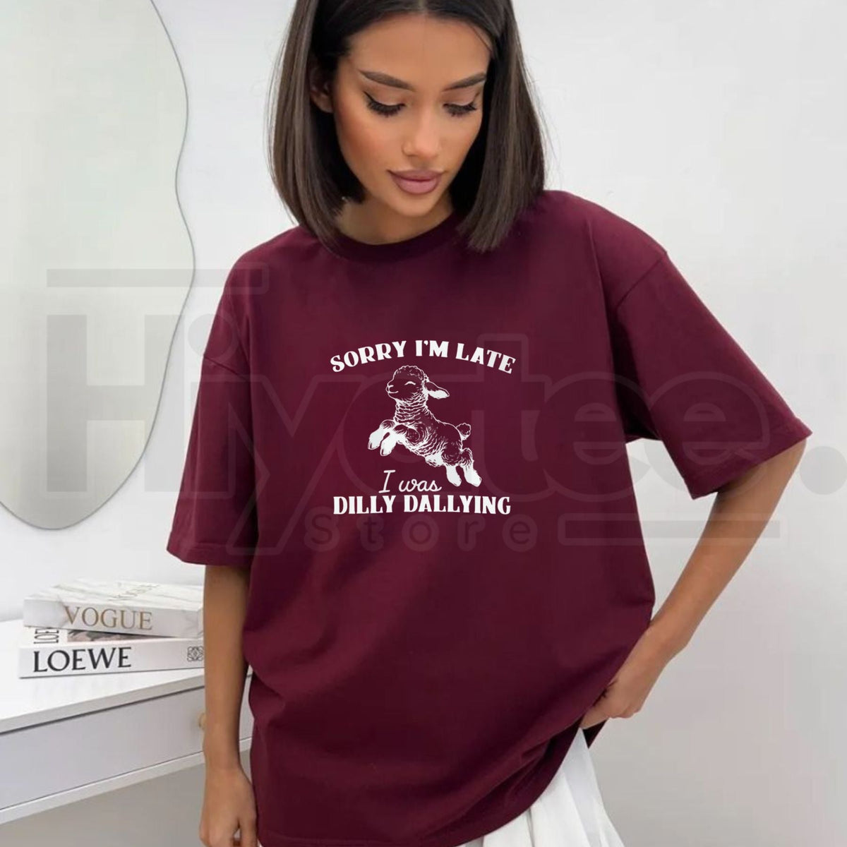 Sorry I'm Late I Was Dilly Dallying T-Shirt – Cute Baby Sheep Lamb Graphic Tee