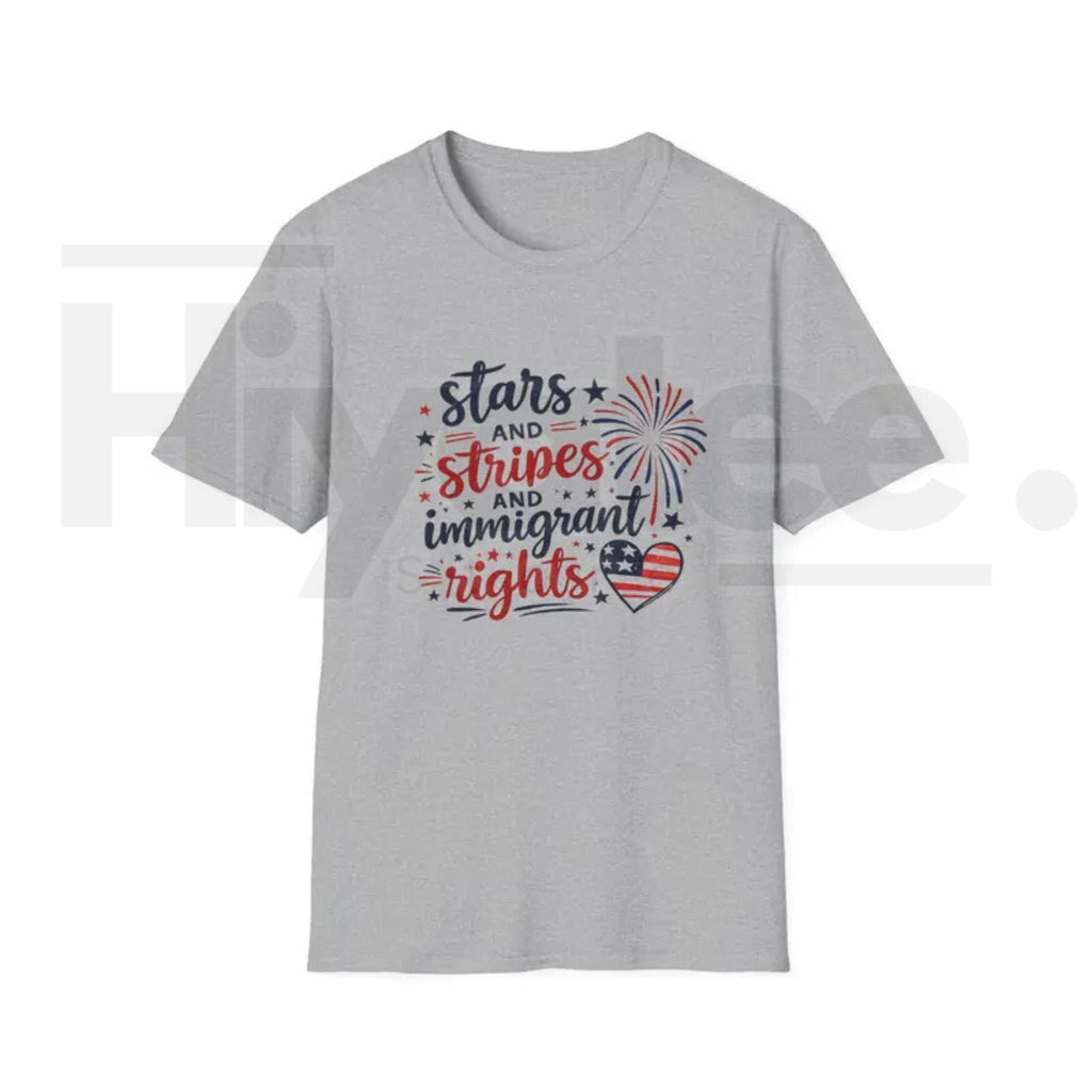 Stars and Stripes Immigrant Rights T-Shirt – Patriotic 4th of July Graphic Tee