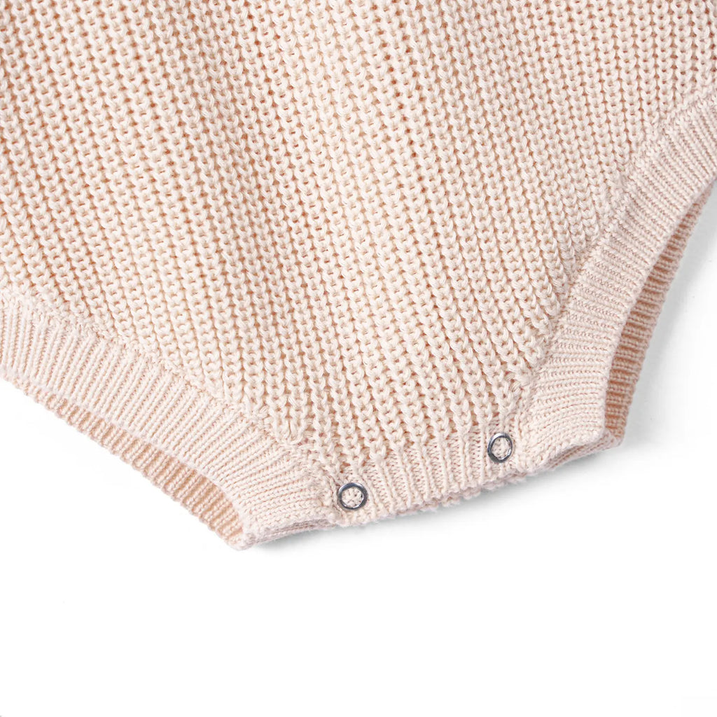 Classic Chunky Knit Baby Romper in Beige