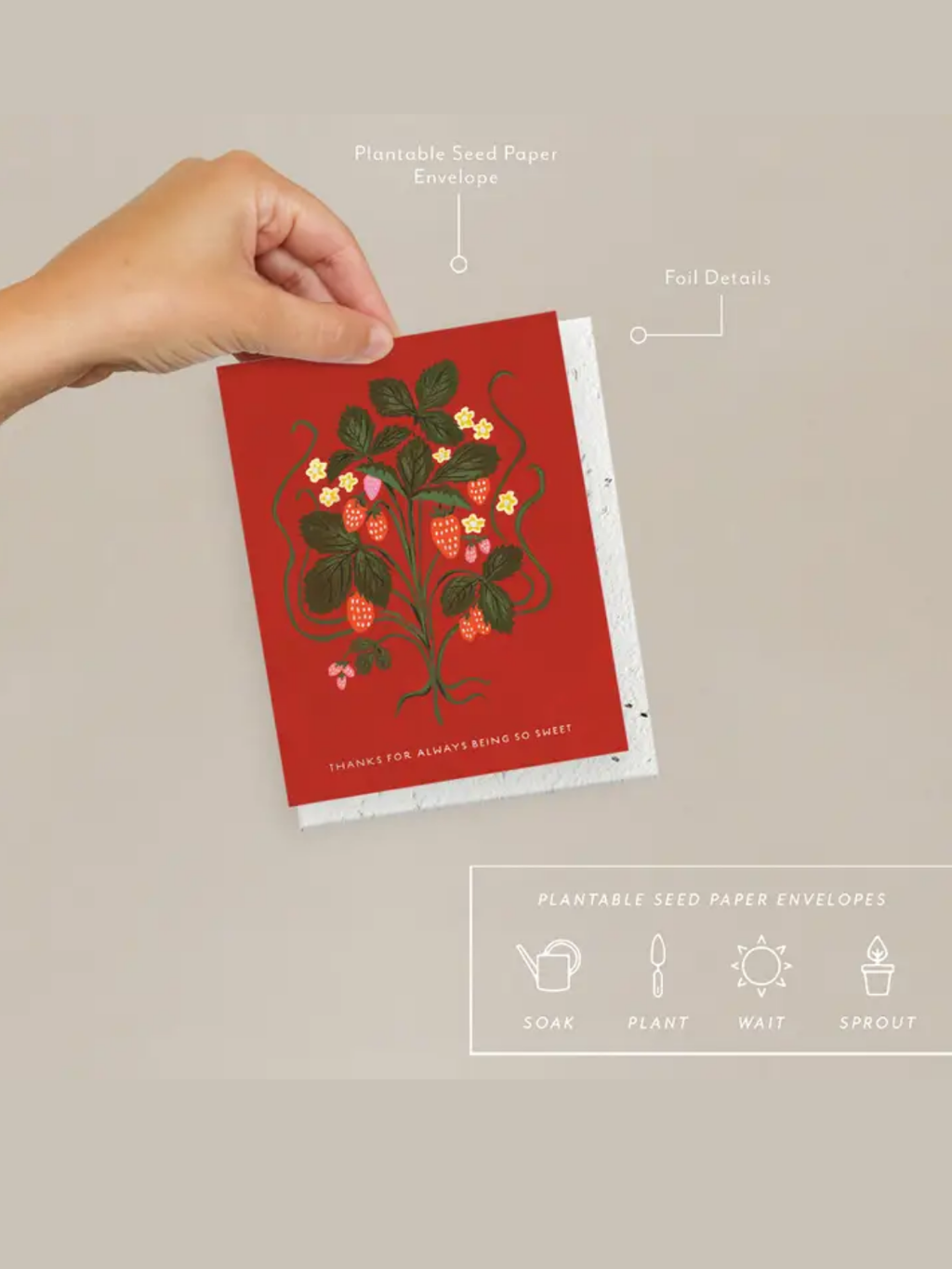 Sweet Strawberry - Seeded Thank You Card