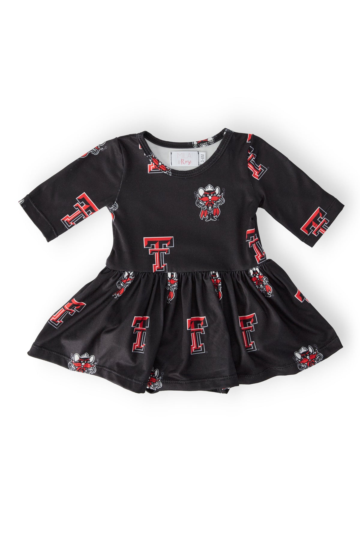 Texas Tech Black Raider Red 3/4 Sleeve Twirl Bodysuit