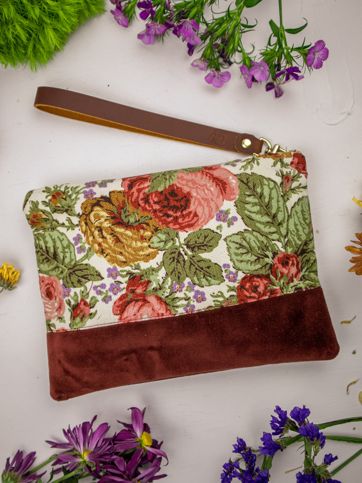 The Teagan Roses and Velvet Wristlet Purse