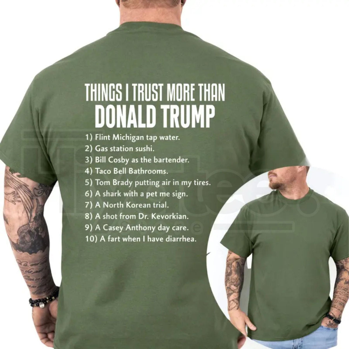 Things I Trust More Than Donald Trump T-Shirt – Funny Democrat Liberal Tee, Sarcastic Anti-Trump 8647 Political Graphic Shirt