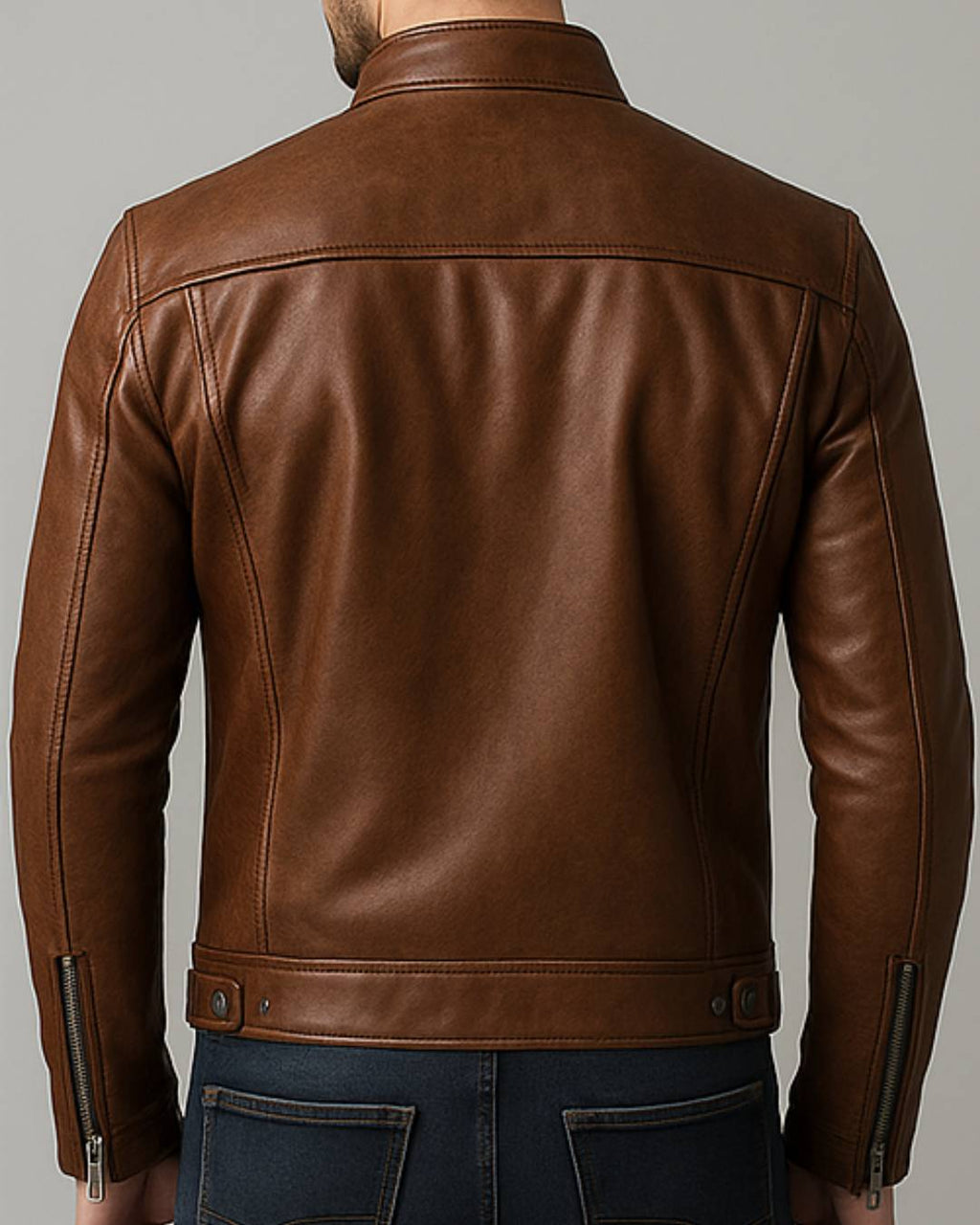 Men's Thomas Brown Leather Biker Jacket