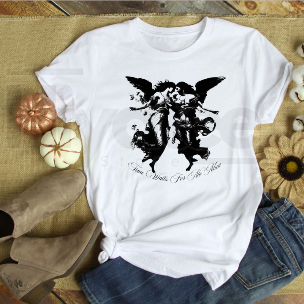 Time Waits For No Man T-Shirt – Vintage Dark Angel Goth Tee